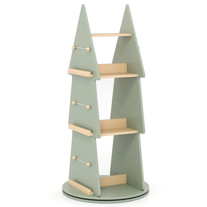 4 Tier Tree Shape Kids Rotating Bookshelf 360° Display Rack Storage Organizer, Green Kids Storage Green at Gallery Canada