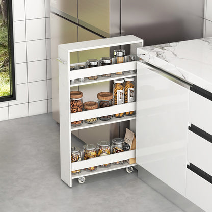 Narrow Mobile Serving Cart with Open Shelves for Kitchen Bathroom Living Room, Off White Kitchen Islands & Carts at Gallery Canada