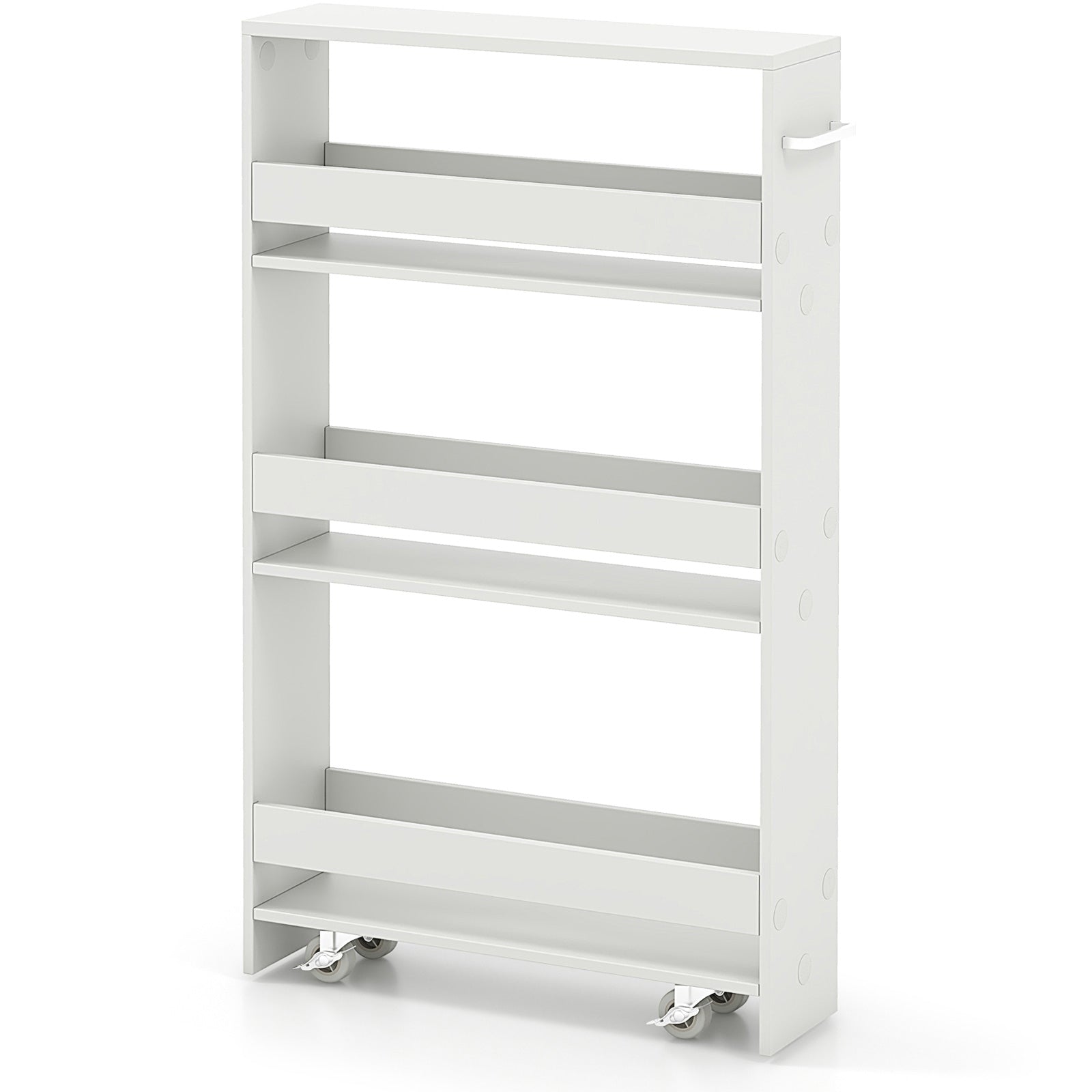 Narrow Mobile Serving Cart With Open Shelves, Off White Kitchen Islands & Carts Off White at Gallery Canada
