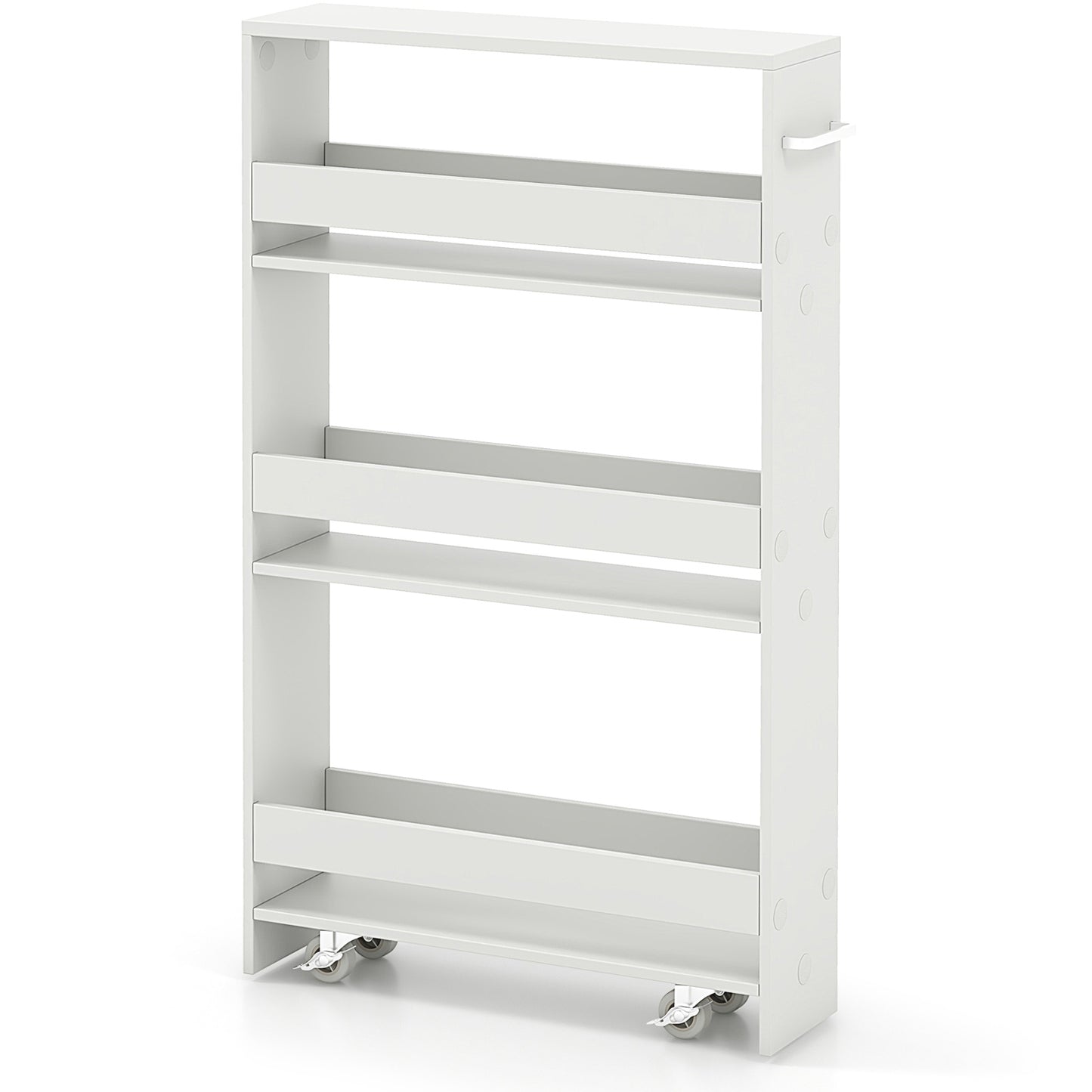 Narrow Mobile Serving Cart With Open Shelves, Off White Kitchen Islands & Carts Off White at Gallery Canada