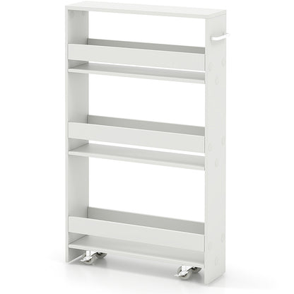 Narrow Mobile Serving Cart With Open Shelves, Off White Kitchen Islands & Carts Off White at Gallery Canada