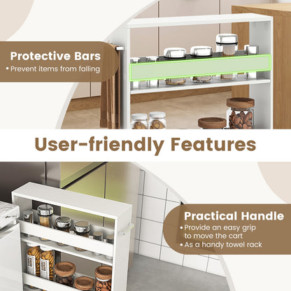 Narrow Mobile Serving Cart with Open Shelves for Kitchen Bathroom Living Room, Off White Kitchen Islands & Carts at Gallery Canada