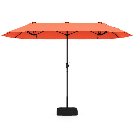 13 Feet Double-Sided Patio Twin Table Umbrella with Crank Handle, Orange Outdoor Umbrellas Orange at Gallery Canada