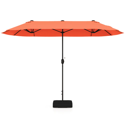 13 Feet Double-Sided Patio Twin Table Umbrella with Crank Handle, Orange