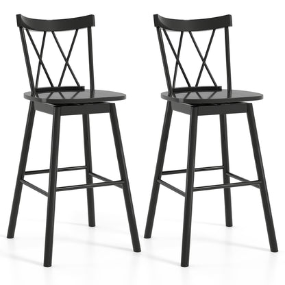 Set of 2 Windsor Bar Stool with Ergonomic Backrest and Footrests-29 inches, Black Bar Stools Black at Gallery Canada