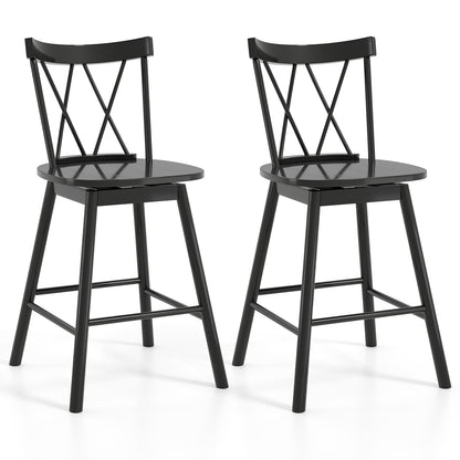 Set of 2 Windsor Bar Stool with Ergonomic Backrest and Footrests-24 inches, Black Bar Stools at Gallery Canada