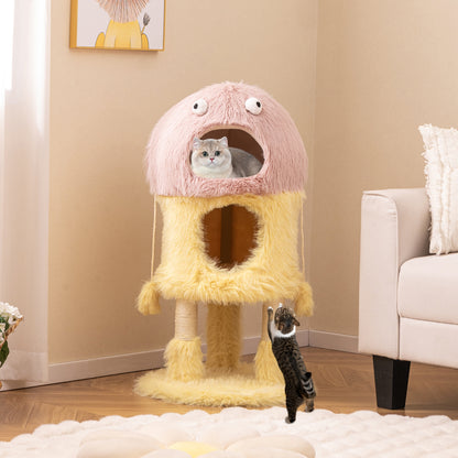 Cute Monster-Themed Cat Tower with 2 Private Condos and 3-Level Activity Center, Yellow Cat Trees Condos & Scratchers at Gallery Canada