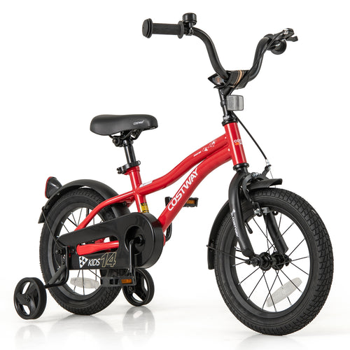 14 Inch Kids Bike Adjustable Bicycle with Reflectors and Bell for 3-5 Years Old, Red