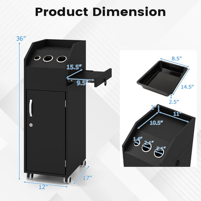 Salon Trolley Cart 360° Rolling Tool Cart Mobile Storage Station with 4 Lockable Wheels, Black Spa & Salon at Gallery Canada