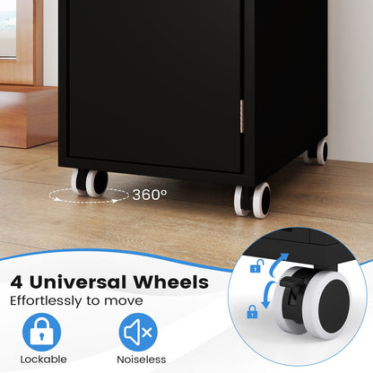 Salon Trolley Cart 360° Rolling Tool Cart Mobile Storage Station with 4 Lockable Wheels, Black Spa & Salon at Gallery Canada