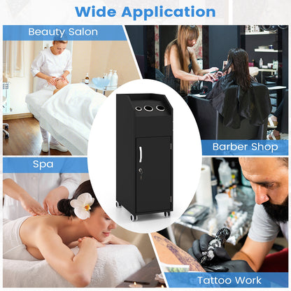 Salon Trolley Cart 360° Rolling Tool Cart Mobile Storage Station with 4 Lockable Wheels, Black Spa & Salon at Gallery Canada