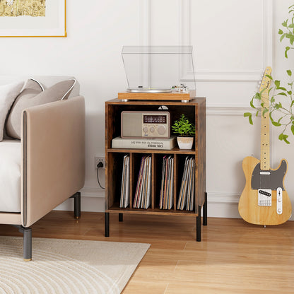 Record Player Stand with Record Storage Shelf and Charging Station, Coffee End & Side Tables at Gallery Canada