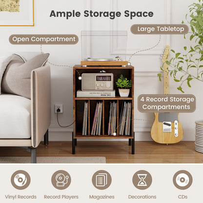 Record Player Stand with Record Storage Shelf and Charging Station, Coffee End & Side Tables at Gallery Canada