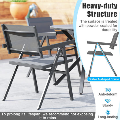Patio Chairs Set of 2 Outdoor Dining Chair with Breathable Fabric Seat-Set of 4, Gray Beach & Lawn Chairs at Gallery Canada