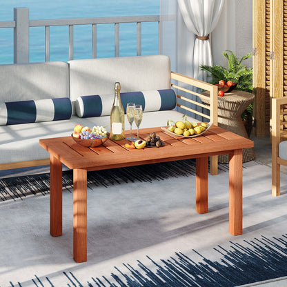 Patio Coffee Table with Slatted Tabletop for Deck Poolside, Natural Patio Coffee Tables at Gallery Canada
