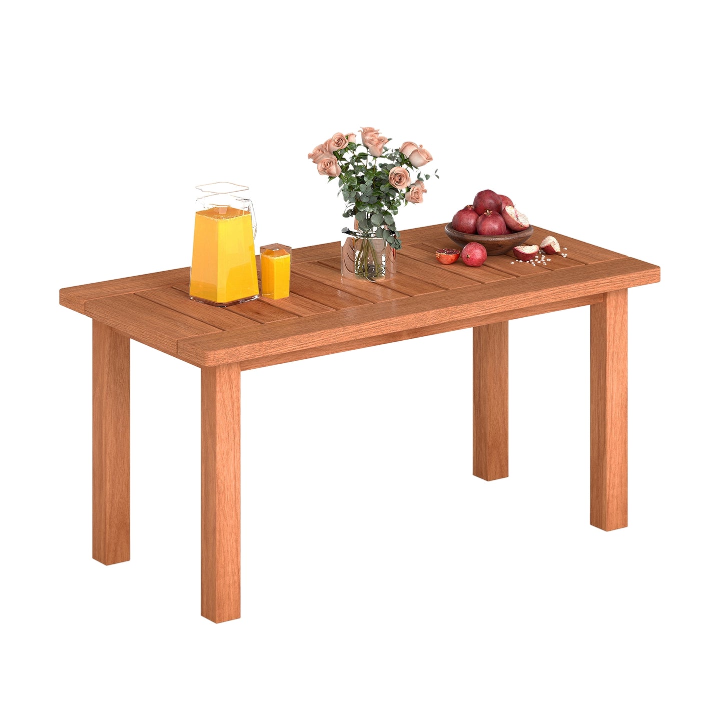 Patio Coffee Table with Slatted Tabletop for Deck Poolside, Natural Patio Coffee Tables at Gallery Canada