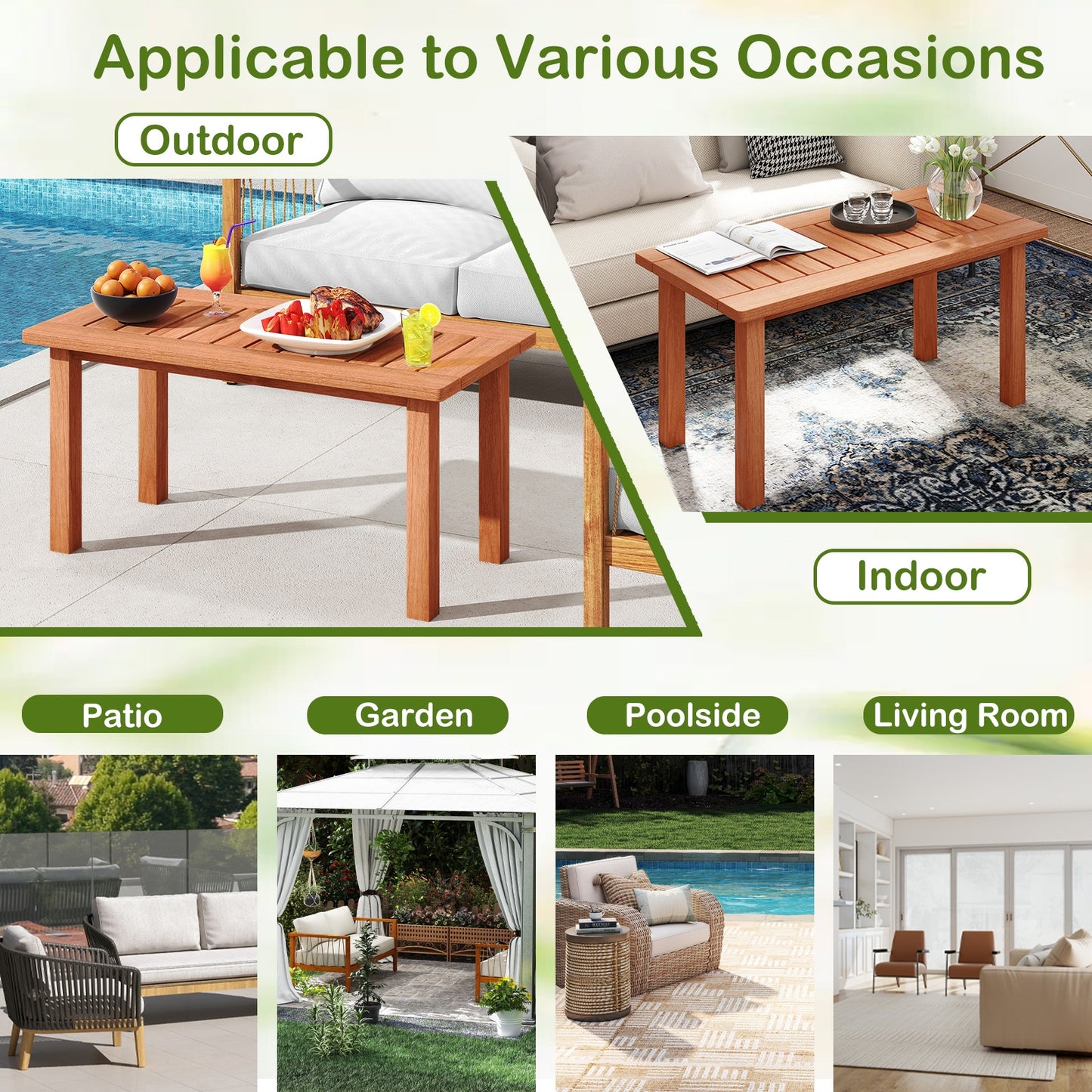 Patio Coffee Table, Slatted Tabletop, Natural Patio Coffee Tables at Gallery Canada