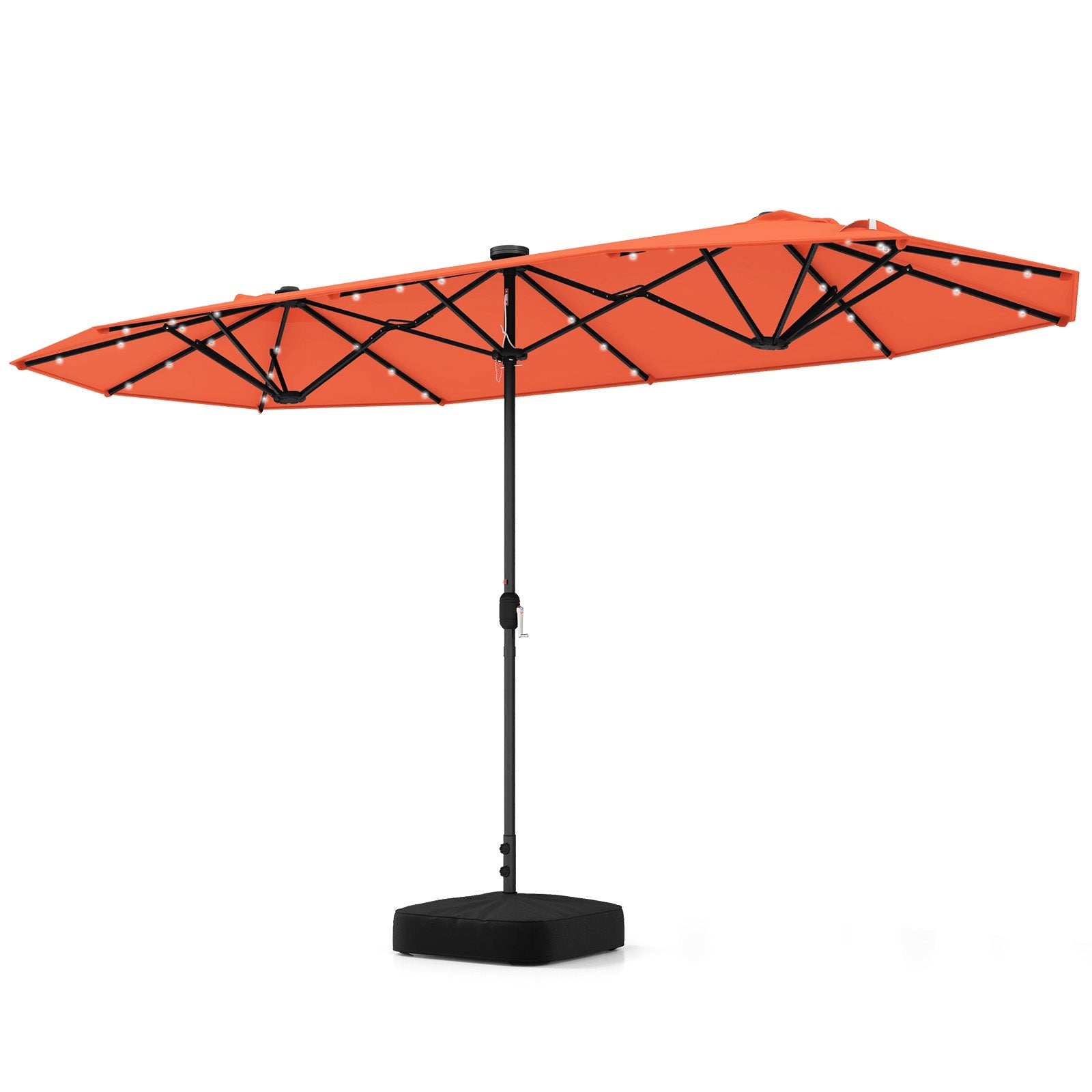 13FT Double-sided Patio Umbrella with Solar Lights for Garden Pool Backyard, Orange Outdoor Umbrellas at Gallery Canada