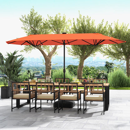 13FT Double-sided Patio Umbrella with Solar Lights for Garden Pool Backyard, Orange Outdoor Umbrellas at Gallery Canada