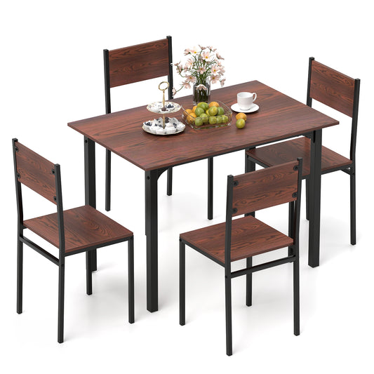 Industrial Dining Table Set, 5 Piece, Walnut, For 4 Dining Room Sets Walnut at Gallery Canada