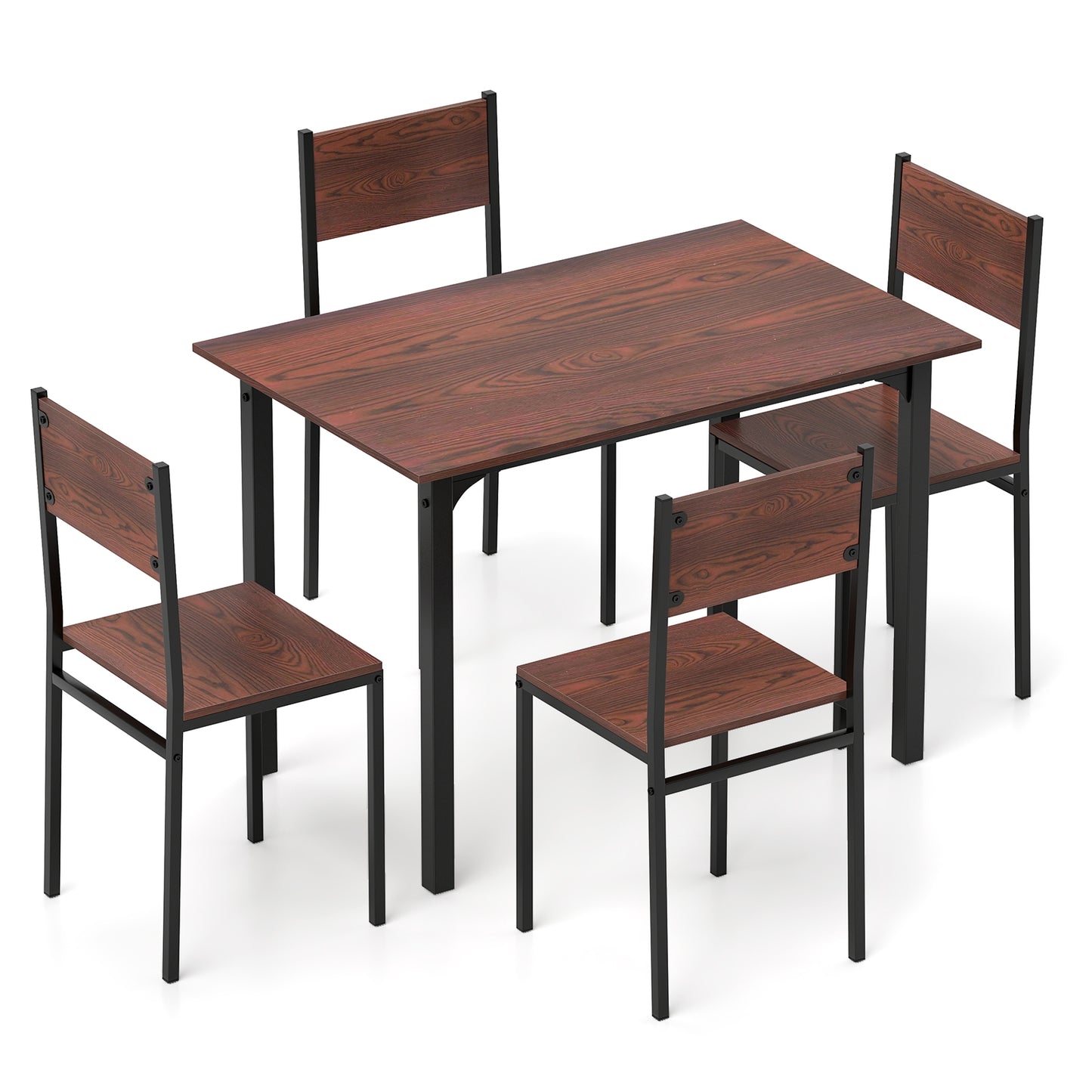 5 Piece Dining Table Set Industrial Style Kitchen Table and Chairs for 4, Walnut Dining Room Sets at Gallery Canada
