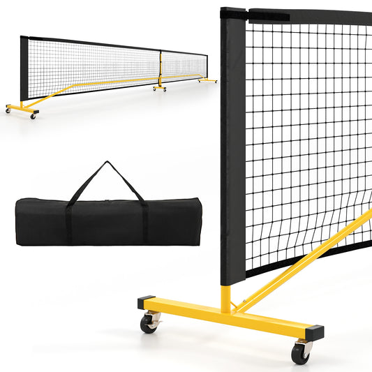 22 Ft Portable Pickleball Net, 6 Lockable Wheels, Carry Bag, Yellow Sport Equipments Yellow at Gallery Canada