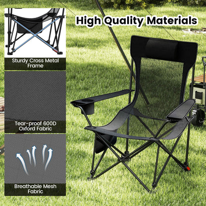 Reclining Camping Chair with Removable Footrest and Adjustable Backrest, Gray Camping Furniture at Gallery Canada