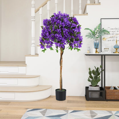 4.5 Feet Artificial Azalea Tree with Cement Pot, Purple Faux Plants at Gallery Canada