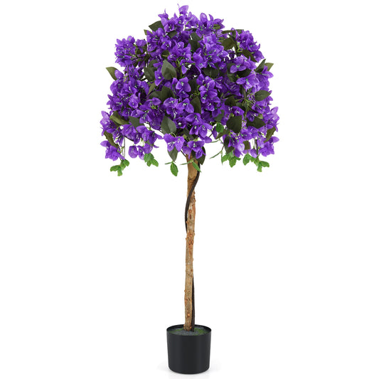 Artificial Azalea Tree, 4.5 Feet, Cement Pot, Purple Faux Plants Purple at Gallery Canada