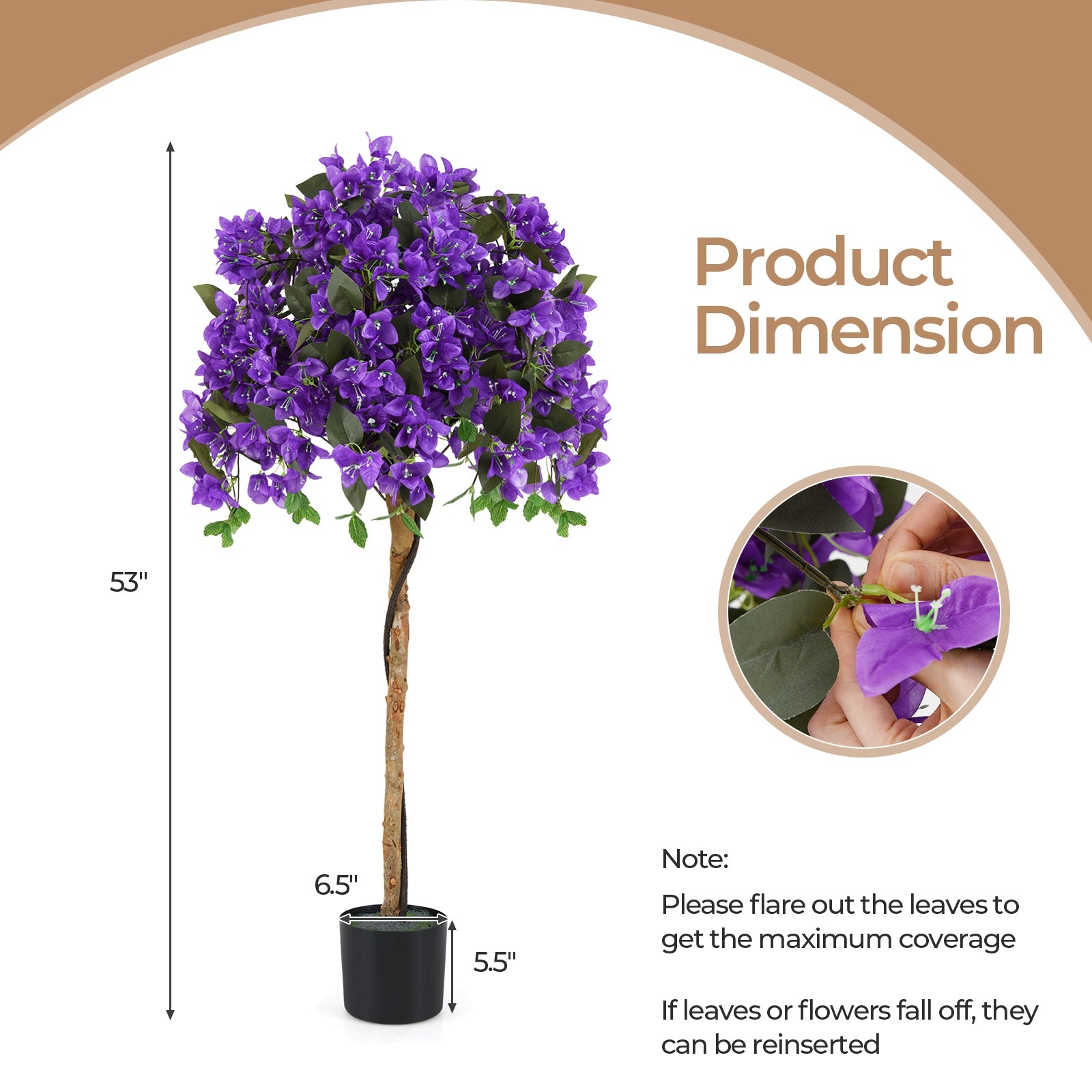 4.5 Feet Artificial Azalea Tree with Cement Pot, Purple Faux Plants at Gallery Canada