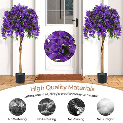 4.5 Feet Artificial Azalea Tree with Cement Pot, Purple Faux Plants at Gallery Canada
