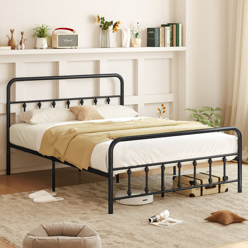 Queen Size Bed Frame With Headboard, Under Bed Storage, Black