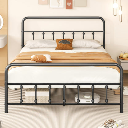 Queen Size Bed Frame With Headboard, Under Bed Storage, Black Simple Bed Frame at Gallery Canada