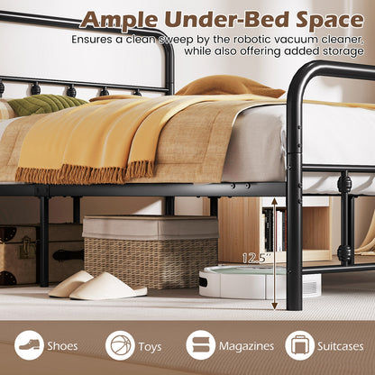 Queen Size Bed Frame With Headboard, Under Bed Storage, Black Simple Bed Frame at Gallery Canada