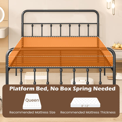 Queen Size Bed Frame With Headboard, Under Bed Storage, Black Simple Bed Frame at Gallery Canada
