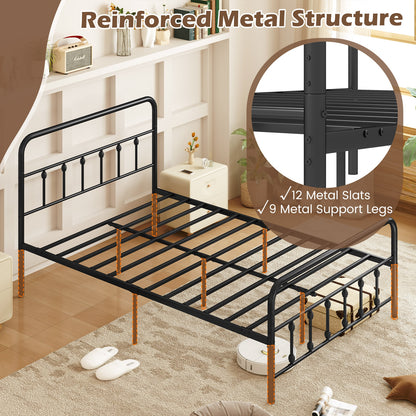 Queen Size Bed Frame With Headboard, Under Bed Storage, Black Simple Bed Frame at Gallery Canada