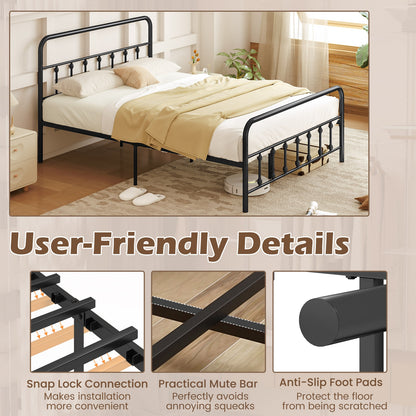 Queen Size Bed Frame With Headboard, Under Bed Storage, Black Simple Bed Frame at Gallery Canada
