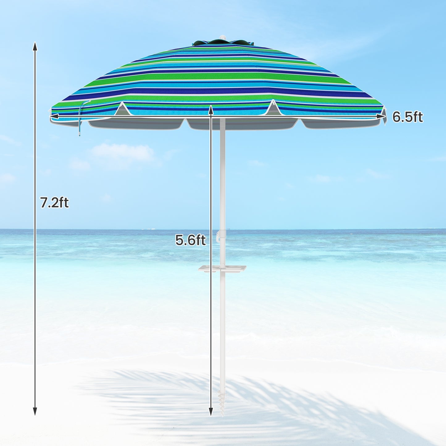 7.2 Feet Portable Outdoor Beach Umbrella with Sand Anchor and Tilt Mechanism, Green Outdoor Umbrellas at Gallery Canada