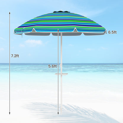 7.2 Feet Portable Outdoor Beach Umbrella with Sand Anchor and Tilt Mechanism, Green Outdoor Umbrellas at Gallery Canada