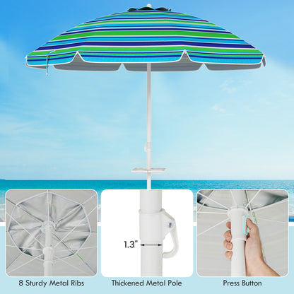 7.2 Feet Portable Outdoor Beach Umbrella with Sand Anchor and Tilt Mechanism, Green Outdoor Umbrellas at Gallery Canada