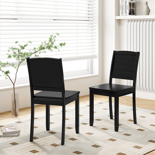 Wood Dining Chair Set of 2 Armless Kitchen Chairs with Rubber Wood Legs, Black