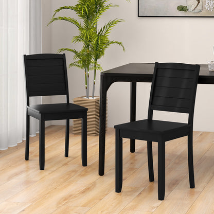 Wood Dining Chair Set of 2 Armless Kitchen Chairs with Rubber Wood Legs, Black Dining Chairs at Gallery Canada
