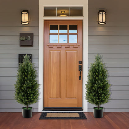 3 Feet Artificial Cedar Topiary Tree, Cement Plastic Pot, Green Faux Plants at Gallery Canada
