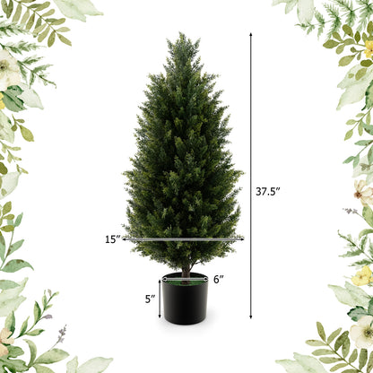 3 Feet Artificial Cedar Topiary Tree, Cement Plastic Pot, Green Faux Plants at Gallery Canada