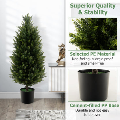 3 Feet Artificial Cedar Topiary Tree, Cement Plastic Pot, Green Faux Plants at Gallery Canada