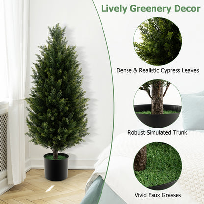 3 Feet Artificial Cedar Topiary Tree, Cement Plastic Pot, Green Faux Plants at Gallery Canada