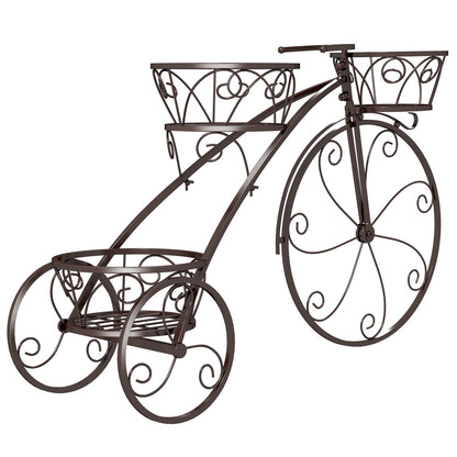 Tricycle Plant Stand With 3 Hollowed Baskets, Bronze Plant Stands Bronze at Gallery Canada
