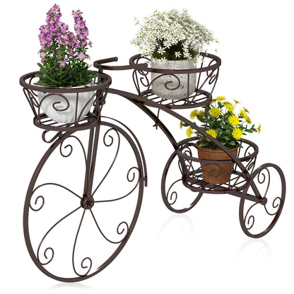 Tricycle Plant Stand Flower Pot Cart Holder with 3 Hollowed Baskets, Bronze Plant Stands at Gallery Canada