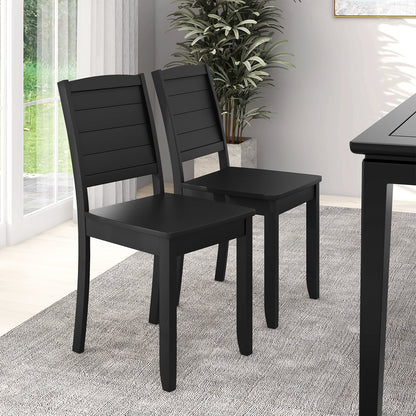 Wood Dining Chair Set of 2 Armless Kitchen Chairs with Rubber Wood Legs, Black Dining Chairs at Gallery Canada