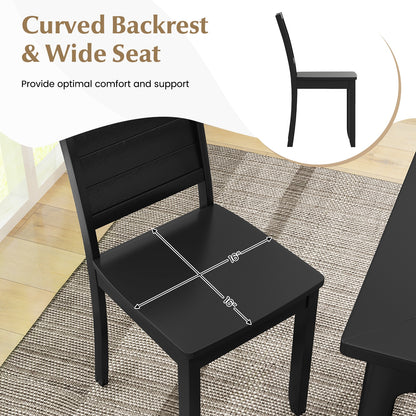 Wood Dining Chair Set of 2 Armless Kitchen Chairs with Rubber Wood Legs, Black Dining Chairs at Gallery Canada